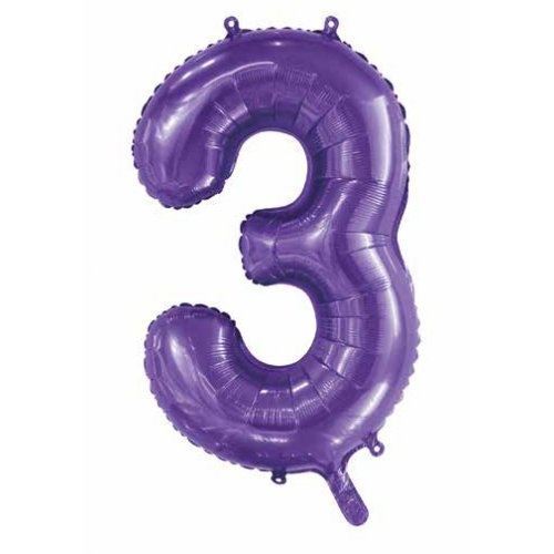 86cm Number 3 Foil Balloon Purple #30213843 - Each (Pkgd.)