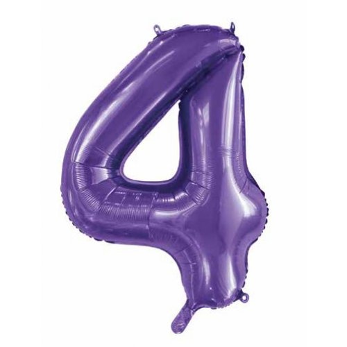 86cm Number 4 Foil Balloon Purple #30213844 - Each (Pkgd.)