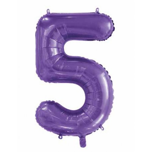 86cm Number 5 Foil Balloon Purple #30213845 - Each (Pkgd.)