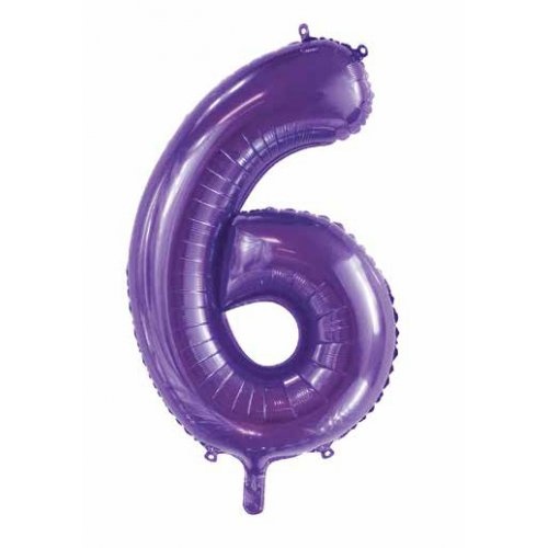 86cm Number 6 Foil Balloon Purple #30213846 - Each (Pkgd.)