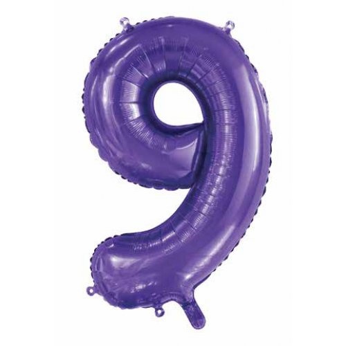 86cm Number 9 Foil Balloon Purple #213849 - Each (Pkgd.)