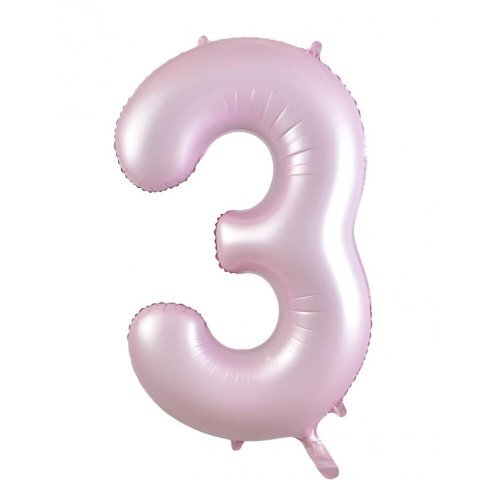 86cm Number 3 Matte Light Pink Foil Balloon #30213853 - Each (Pkgd.)