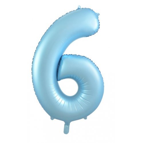 86cm Number 6 Matte Light Blue Foil Balloon #30213866 - Each (Pkgd.)
