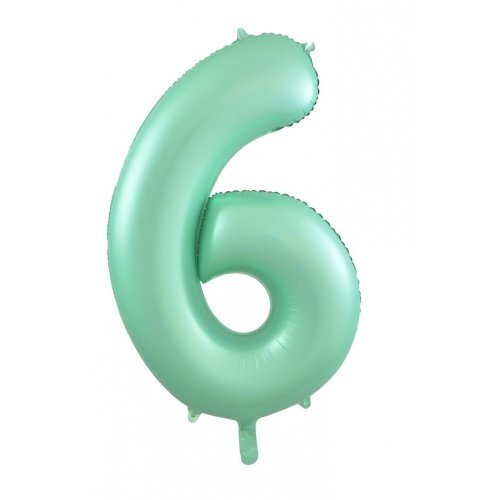 86cm Number 6 Matte Mint Foil Balloon #30213886 - Each (Pkgd.)