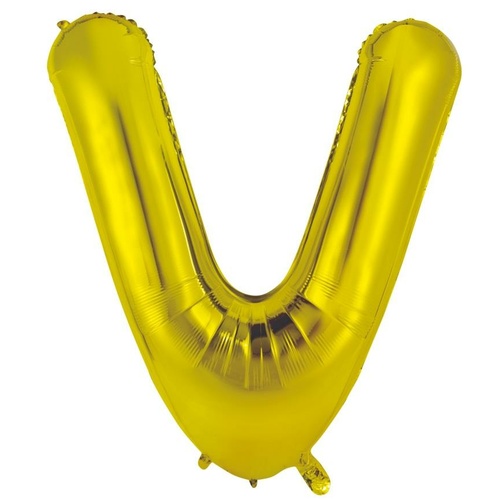 86cm Letter V Gold Foil Balloon #30213961 - Each (Pkgd.)