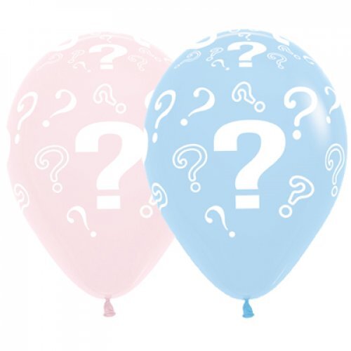 30cm Round Pastel Matte Pink & Blue Question Marks ? Sempertex Latex #30221204 - Pack of 50