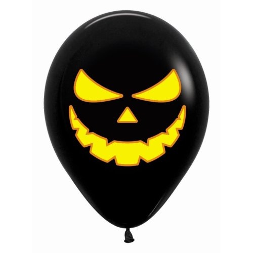 30cm Round Pumpkin Bright 2 sided print Black Sempertex Latex #30222216 - Pack of 50