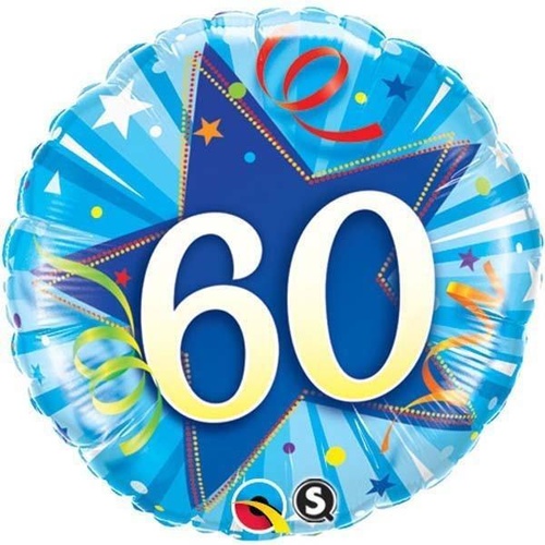 DISC 45cm Round Foil 60 Shining Star Bright Blue #30276 - Each (Pkgd.)  TEMPORARILY UNAVAILABLE