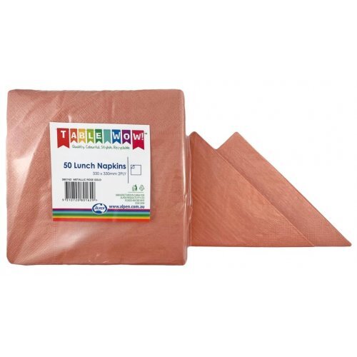 Lunch Napkin Metallic Rose Gold 330mm #30380162 - 50Pk (Pkgd.)