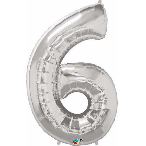 86cm Number Foil Number Six Silver #30421 - Each (Pkgd.)
