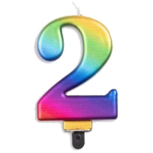 Candle Numeral #2 Rainbow Jumbo #30431232 - Each (Pkgd.)