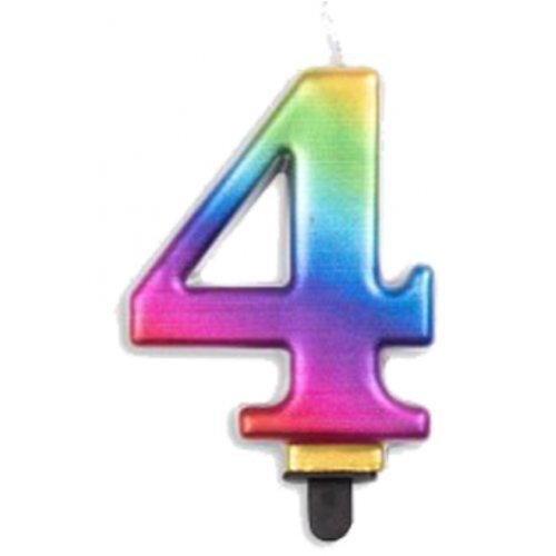 Candle Numeral #4 Rainbow Jumbo #30431234 - Each (Pkgd.)