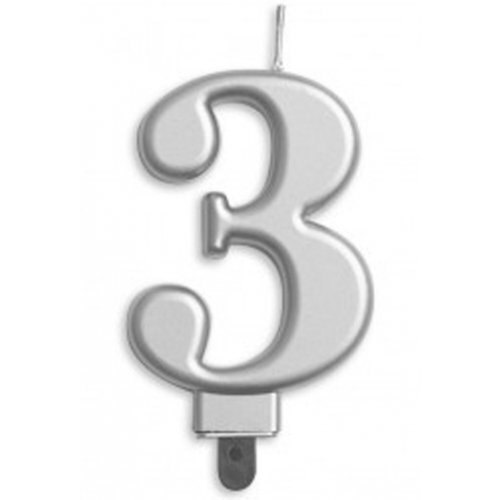 Candle Numeral #3 Silver Jumbo #30431253 - Each (Pkgd.)
