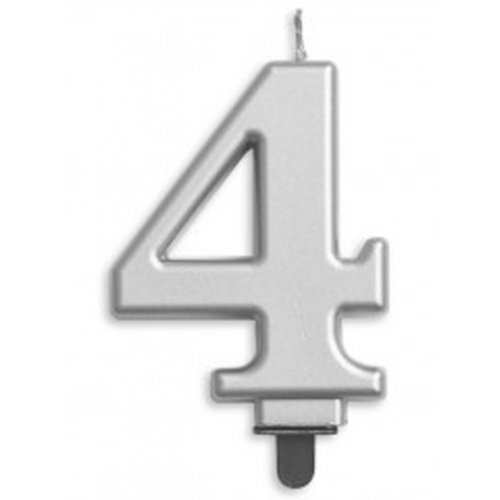 Candle Numeral #4 Silver Jumbo #30431254 - Each (Pkgd.)