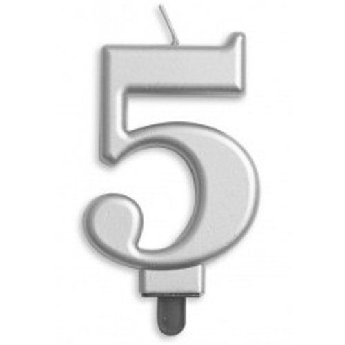 Candle Numeral #5 Silver Jumbo #30431255 - Each (Pkgd.)
