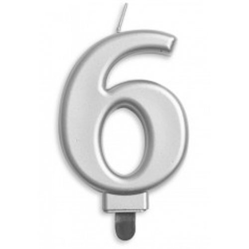 Candle Numeral #6 Silver Jumbo #30431256 - Each (Pkgd.)