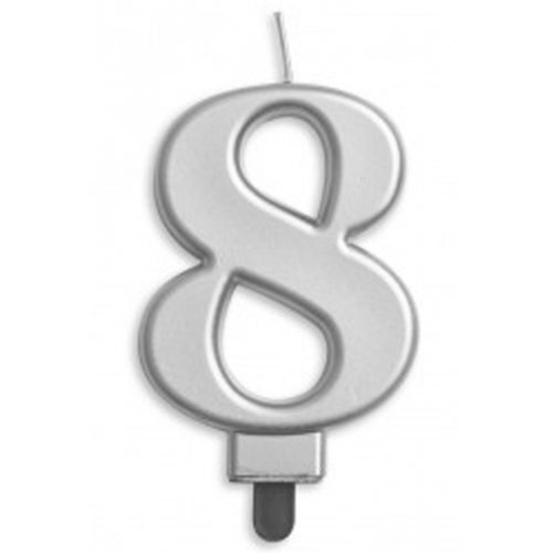 Candle Numeral #8 Silver Jumbo #30431258 - Each (Pkgd.) 