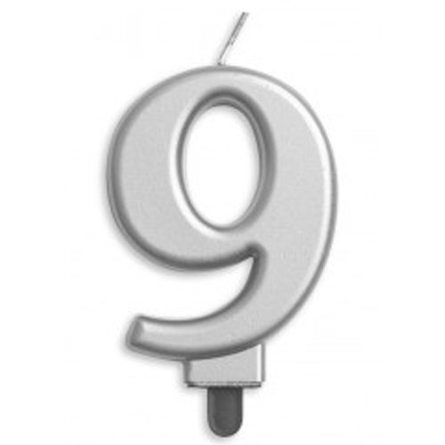 Candle Numeral #9 Silver Jumbo #30431259 - Each (Pkgd.) TEMPORARILY UNAVAILABLE