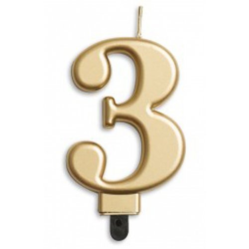 Candle Numeral #3 Gold Jumbo #30431263 - Each (Pkgd.)