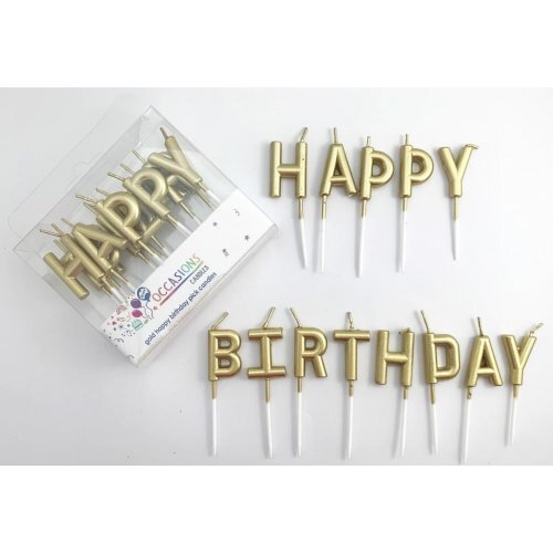 Candle Happy Birthday Pick Metallic Gold #30442611 - Each (Pkgd.)