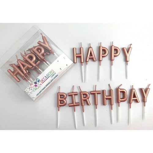 Candles Happy Birthday Pick Metallic Rose Gold #30442612 - Each (Pkgd.) DISC.