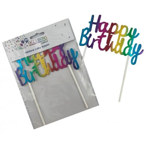 Cake Topper Happy Birthday Metallic Rainbow #30443005 - Each (Pkgd.) 