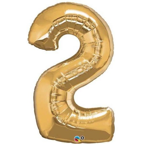 86cm Number Foil Number Two Metallic Gold #30477 - Each (Pkgd.) 