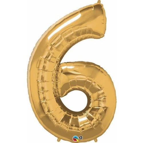 86cm Number Foil Number Six Metallic Gold #30493 - Each (Pkgd.) 