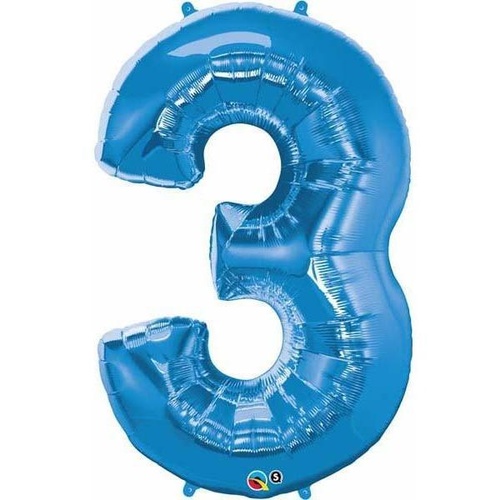 86cm Number Foil Number Three Sapphire Blue #30523 - Each (Pkgd.) 