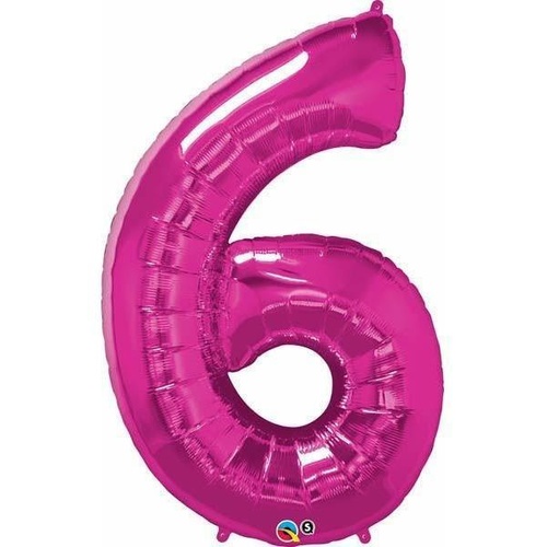 86cm Number Foil Number Six Magenta #30575 - Each (Pkgd.)