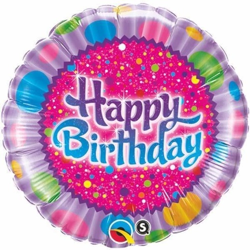 45cm Round Foil Birthday Sprinkles & Sparkles #30677 - Each (Pkgd.) 