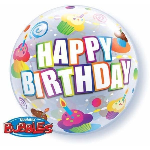 56cm Single Bubble Birthday Colourful Cupcakes #30799 - Each 