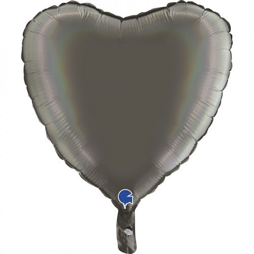 45cm Heart Foil Holographic Platinum Grey #30G180P00RHGY - Each (Pkgd.)
