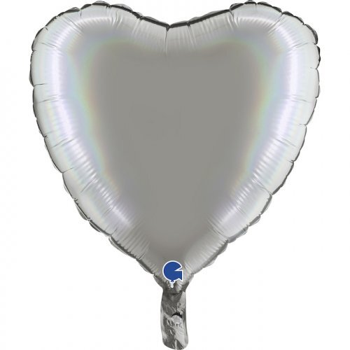 45cm Heart Foil Holographic Platinum Pure #30G180P01RHPU - Each (Pkgd.)