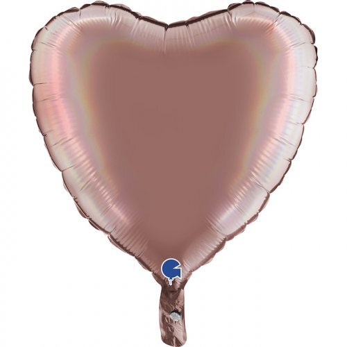 45cm Heart Foil Holographic Platinum Rose #30G180P04RHRG - Each (Pkgd.)