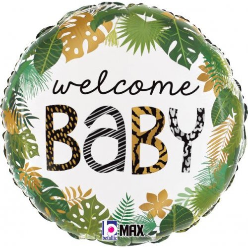 45cm Round Jungle Welcome Baby Foil Balloon #30G26224P - Each (Pkgd.)