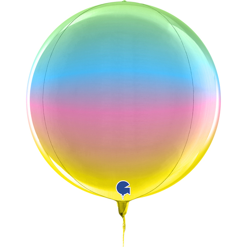 Globe 4D Foil Balloon Metallic Rainbow  38cm #30G74001 - Each (Pkgd)