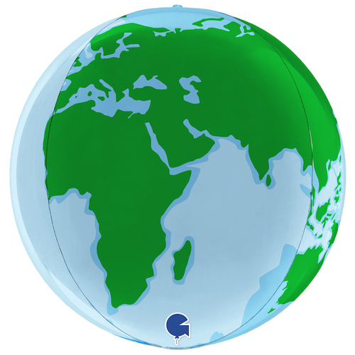 DISC Globe 4D Foil Balloon Metallic Earth  38cm #30G74004 - Each (Pkgd)