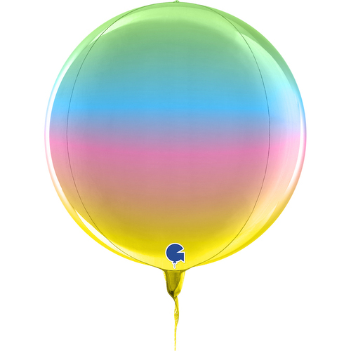 Globe 4D Foil Balloon Metallic Rainbow  28cm #30G74006 - Each (Pkgd)