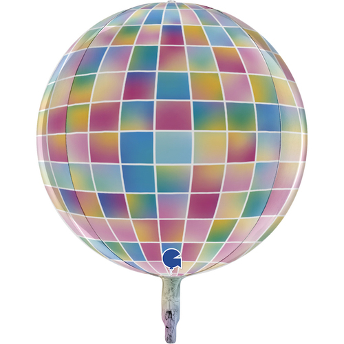 Globe 4D Foil Balloon Metallic Strobo  38cm #30G74008 - Each (Pkgd)