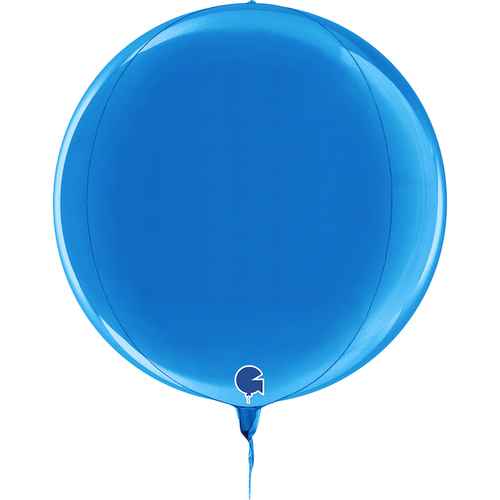 Globe 4D Foil Balloon Metallic Blue  38cm #30G74100B - Each (Pkgd)