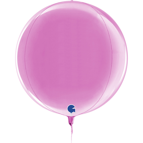 DISC Globe 4D Foil Balloon Metallic Fuxia  38cm #30G74101F - Each (Pkgd)