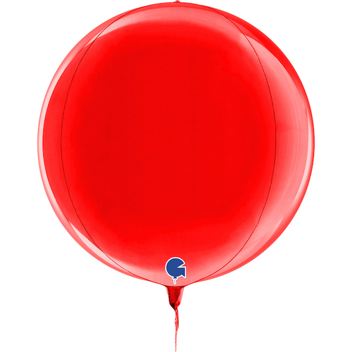 Globe 4D Foil Balloon Metallic Red  38cm #30G74108R - Each (Pkgd)