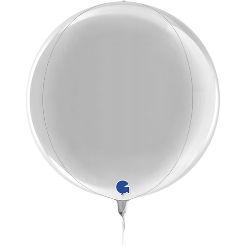 Globe 4D Foil Balloon Metallic Silver  38cm #30G74109S - Each (Pkgd)