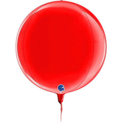Globe 4D Foil Balloon Metallic Red  28cm #30G7411108R - Each (Pkgd)