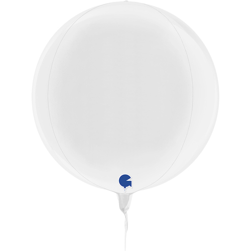 DISC Globe 4D Foil Balloon Metallic White  28cm #30G7411118WH - Each (Pkgd)
