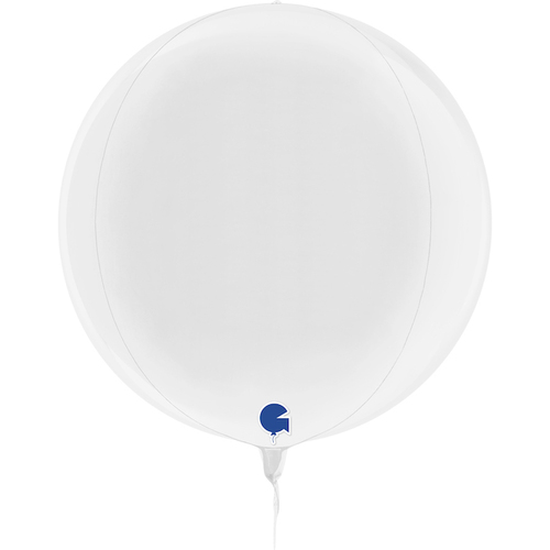 Globe 4D Foil Balloon Metallic White  38cm #30G74118WH - Each (Pkgd)