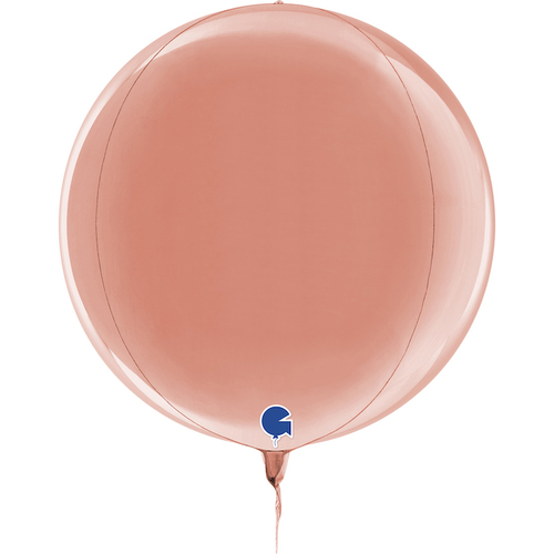 DISC Globe 4D Foil Balloon Metallic Rose Gold  38cm #30G74123RG - Each (Pkgd)