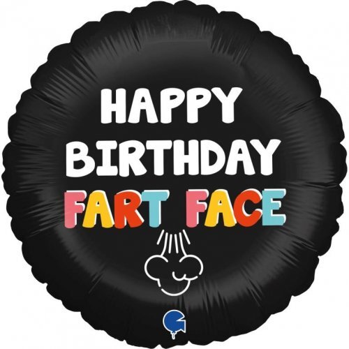 45cm Round Happy Birthday Fart Face Foil Balloon #30G78087 - Each (Pkgd.)