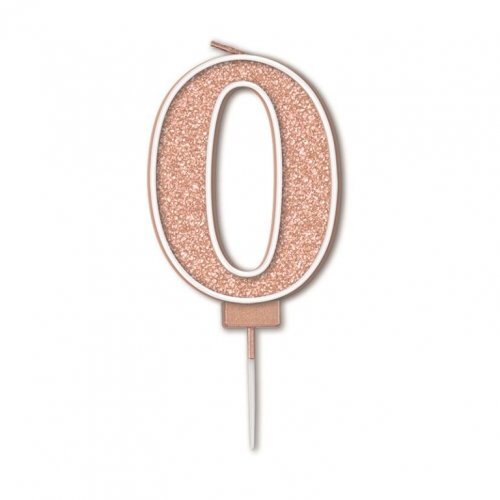 Candle Numeral #0 Sparkling Fizz Rose Gold (7.5cm) #30OT656000 - Each (Pkgd.)